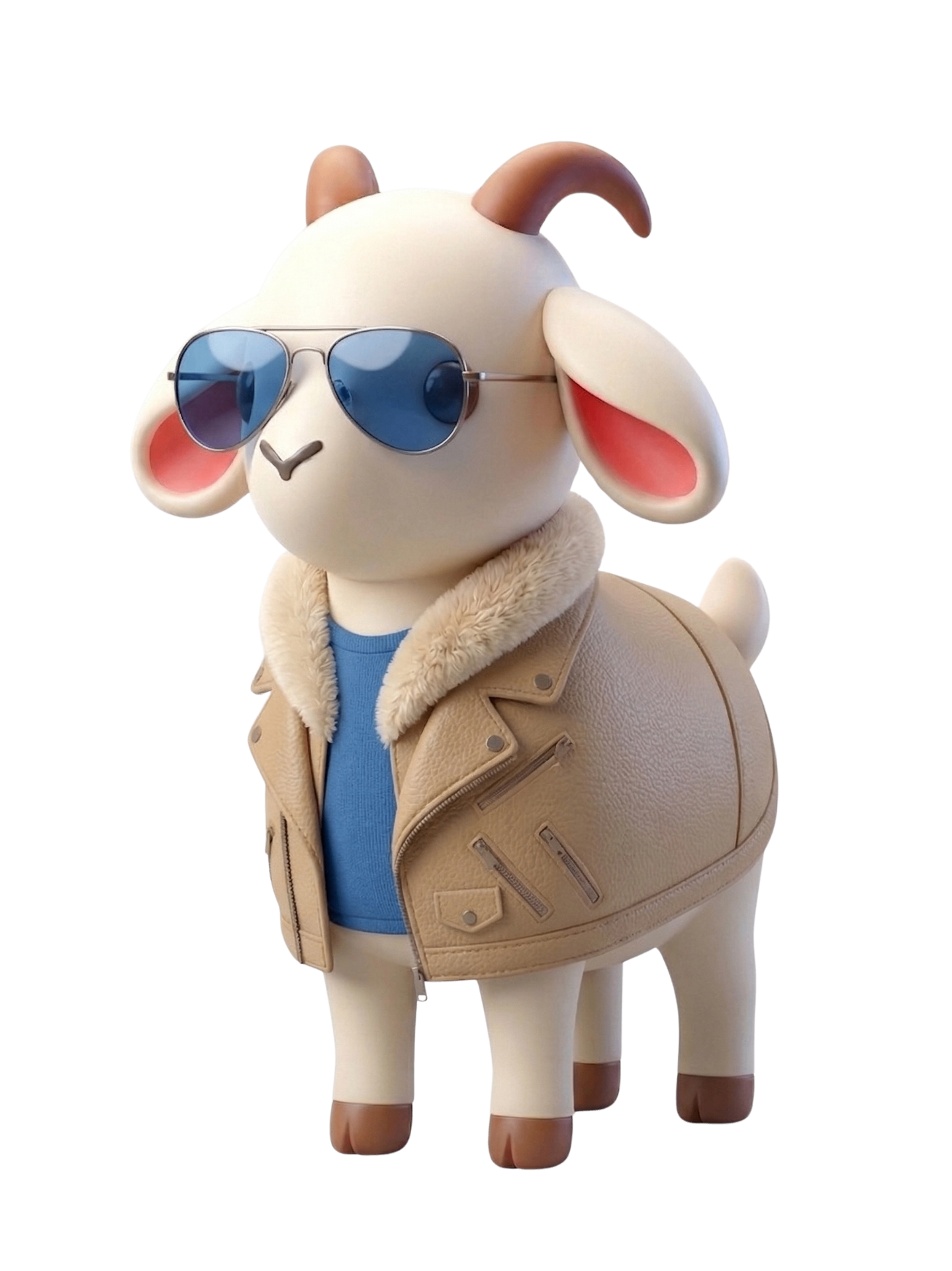 GCOAT co-host: a small goat in a jacket and sunglasses, ready to match your guests